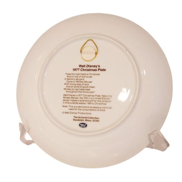 Schmid 1977 Mickey Mouse Christmas Collectors Plate Santa Disney - Picture 3 of 3